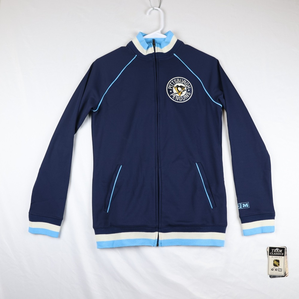 CCM Team Classics Track Jacket Womens Small Pittsburgh Penguins NHL Full Zip